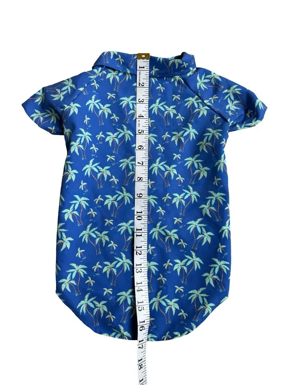 Buttons & Bones Blue Button Up & Velcro Tropical Print Dog Shirt Size L NWT